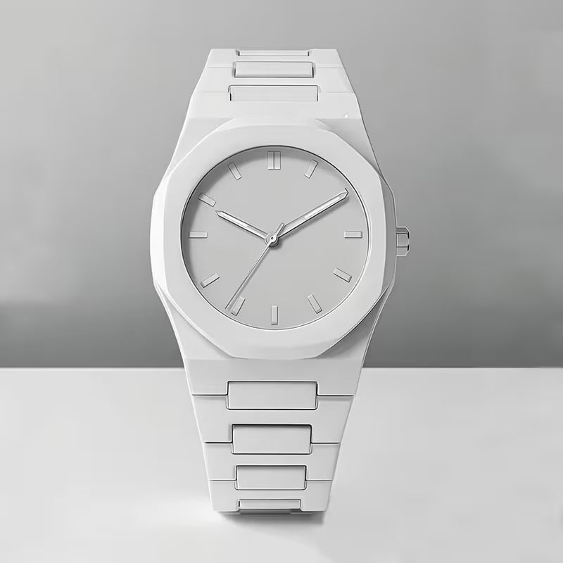 ساعة كوارتز بتصميم مودرن وبسيط-لون ابيض Unisex