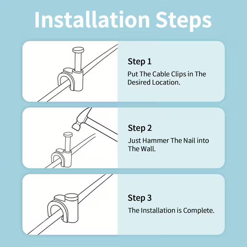مشابك تثبيت الاسلاك على الحائط بمسامير فولاذية