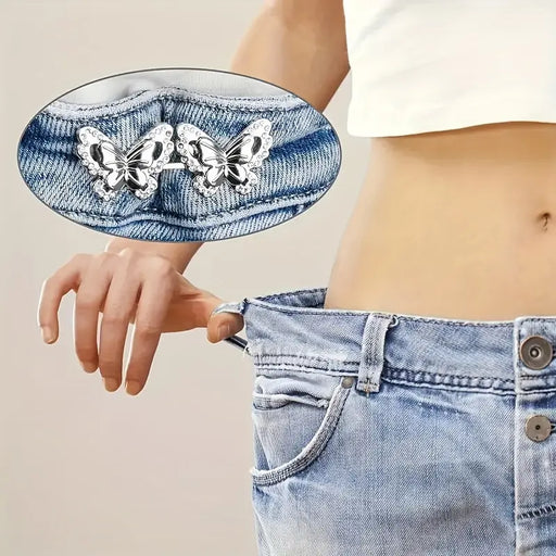 أزرار تعديل خصر للبنطلون شكل فراشة– تركب عالسريع بدون خياطة(عدد ٢)