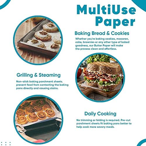 ورق زبدة للحلويات (25٠ ورقه قياس ٣٠ x ٢٠ سم)