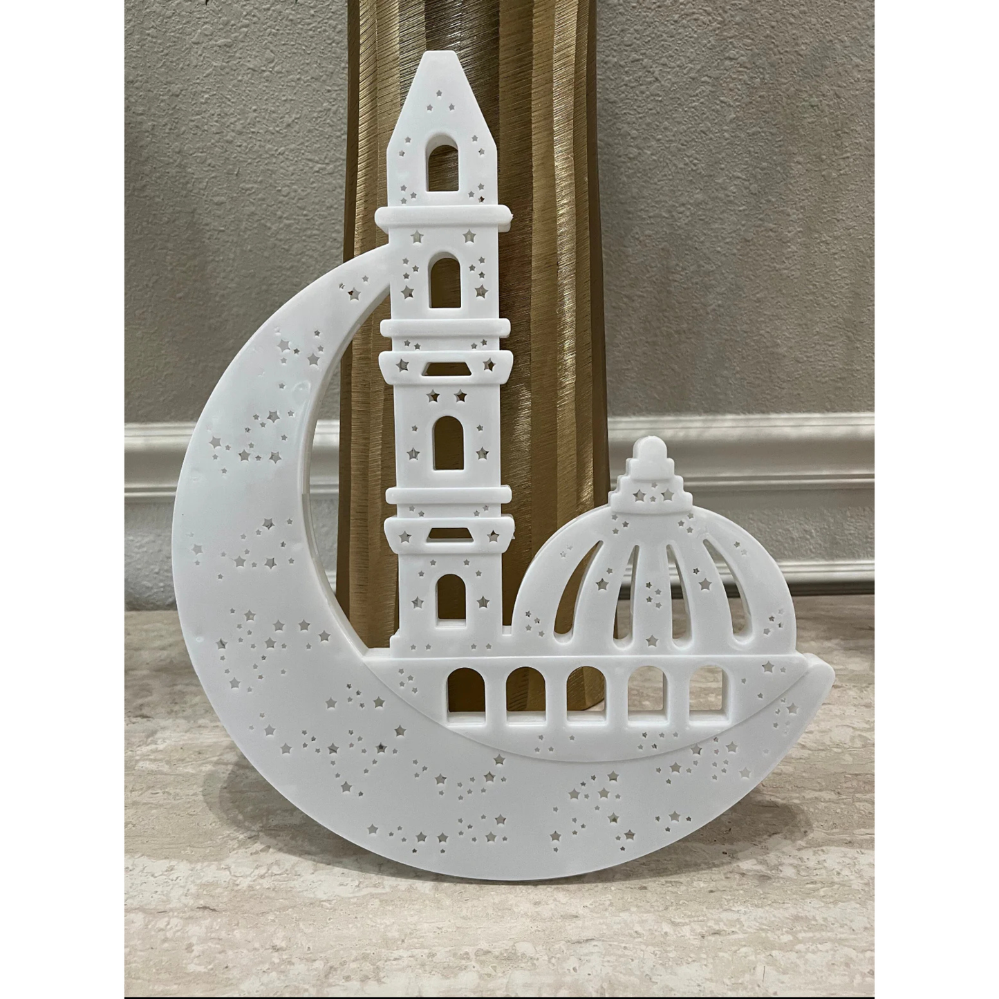 فانوس رمضان مضيء بتصميم الهلال والمسجد - حجم كبير 🌙🕌