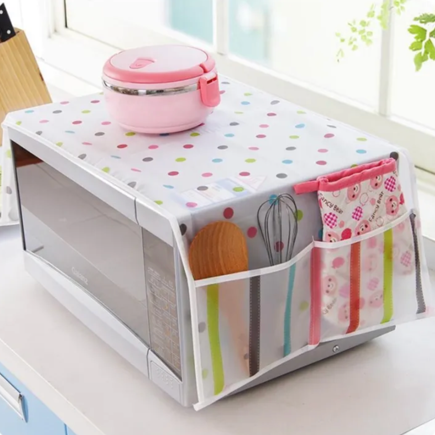 غطاء مايكرويف مع جيوب تخزين جانبية