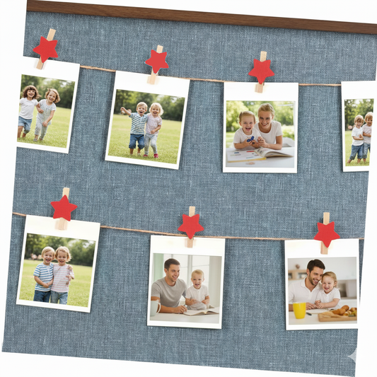 ملاقط خشبية صغيره بنجوم – 10 قطع مع حبل خيش للديكور