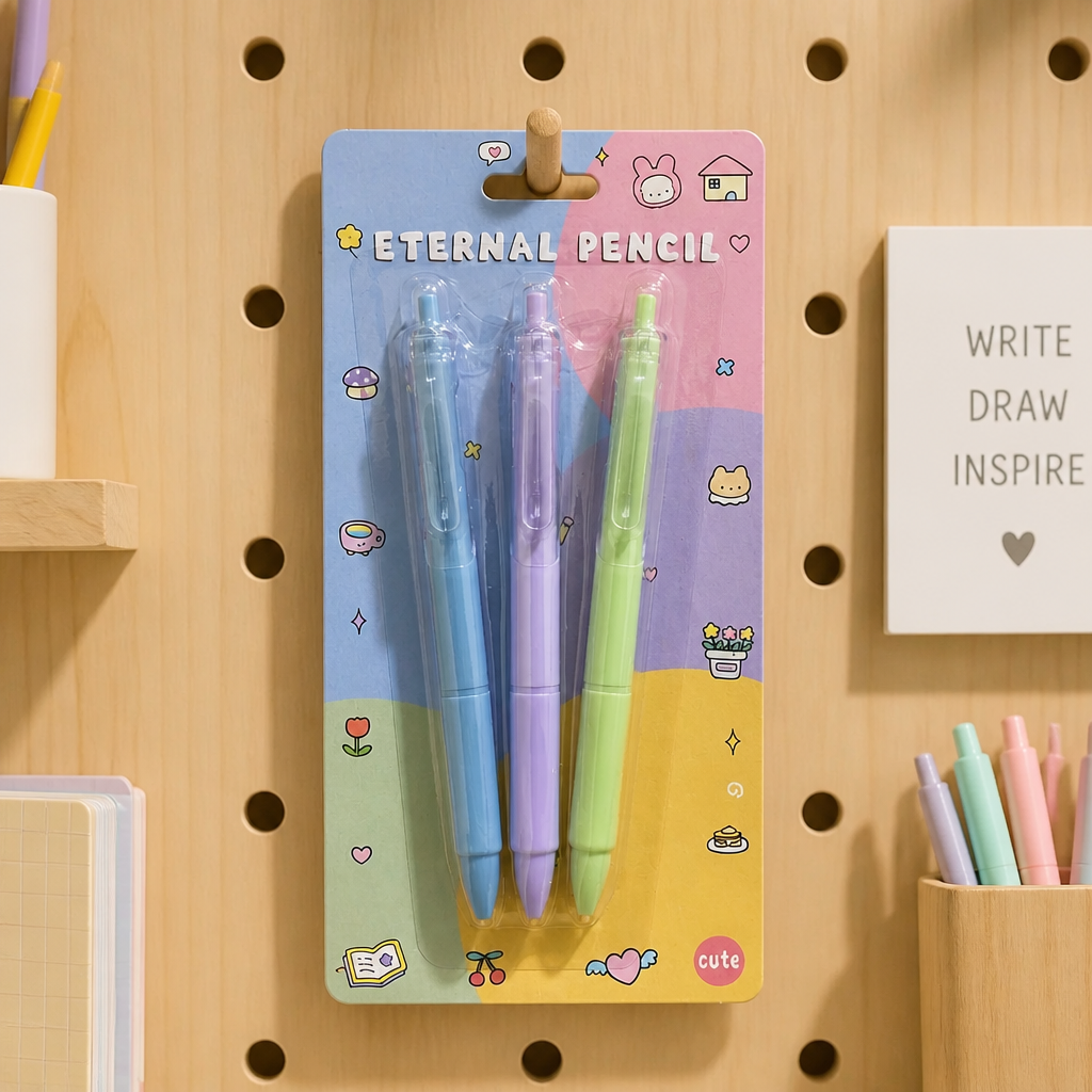 طقم أقلام أبدية (Eternal Pencil) – 3 أقلام بألوان باستيل