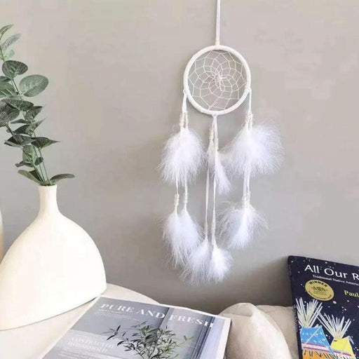 معلق حائط دريم كاتشر (Dream Catcher) بريش أبيض