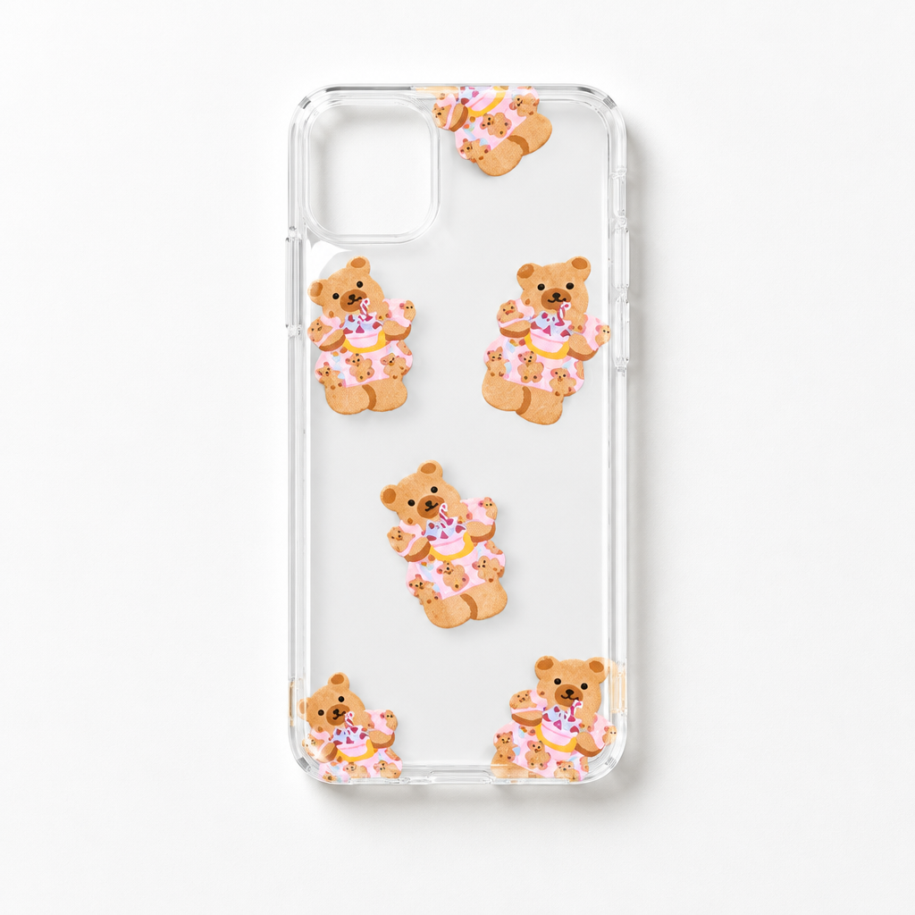 كفر آيفون سيليكون شفاف مع رسوم دببة كيوت iPhone 11