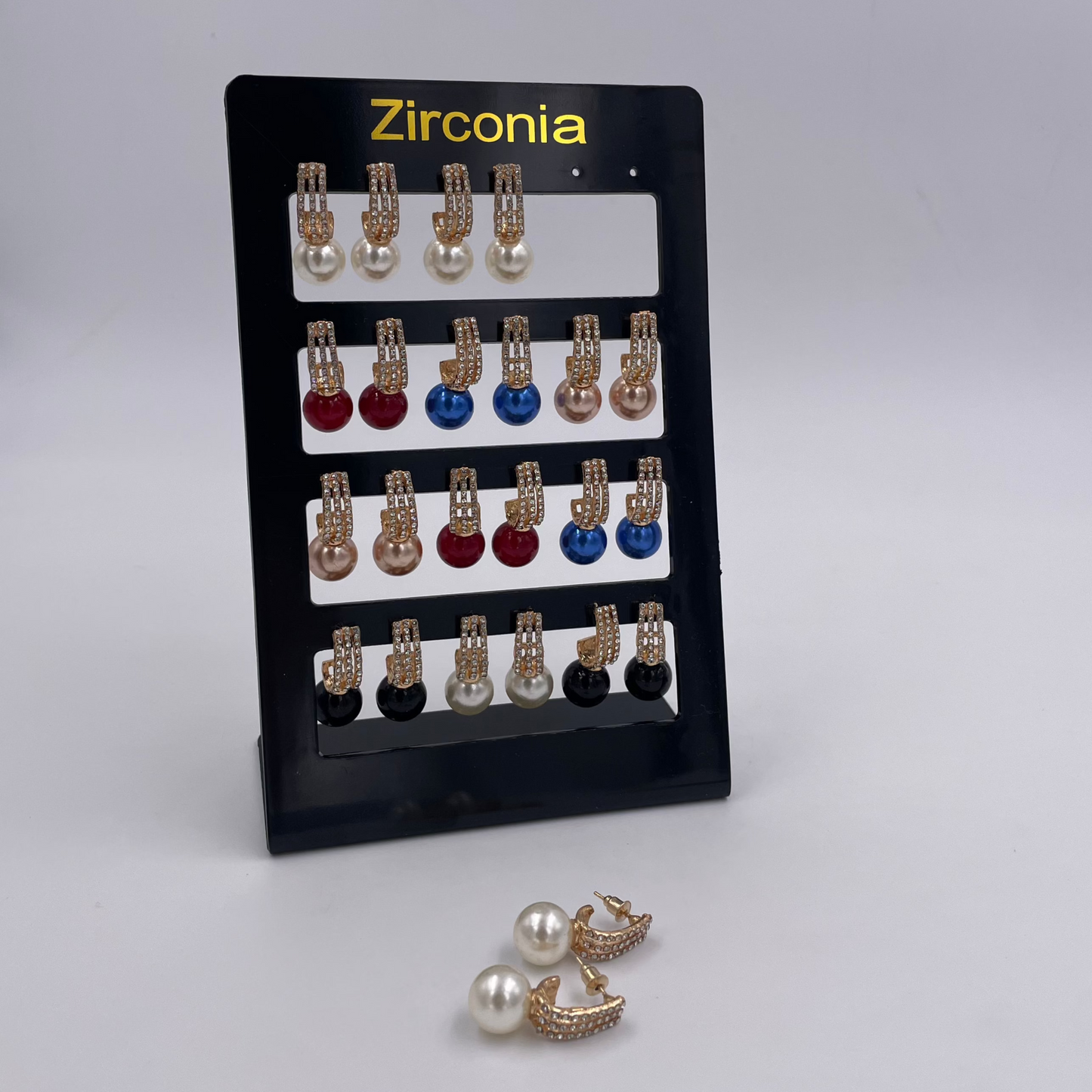زوج حلق Zirconia بخرز لؤلؤي ملون – تصميم فاخر ومتنوع