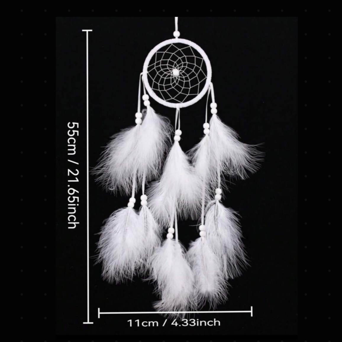 معلق حائط دريم كاتشر (Dream Catcher) بريش أبيض