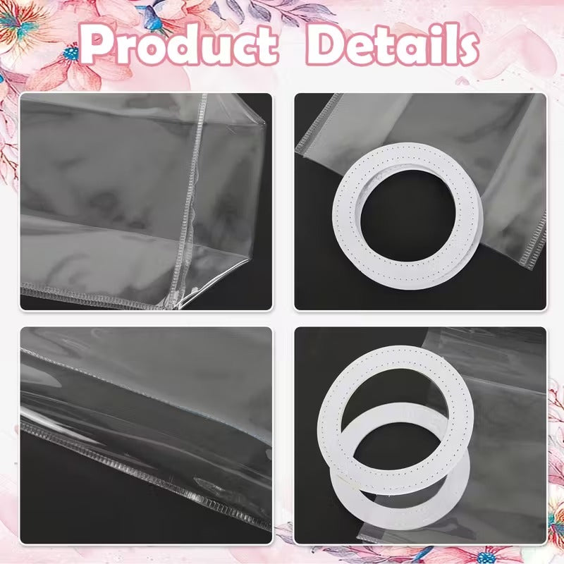 كيس هدايا بلاستيكي شفاف بمسكه جلد