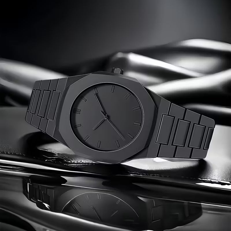 ساعة رجالي كوارتز بتصميم مودرن وبسيط-لون اسود