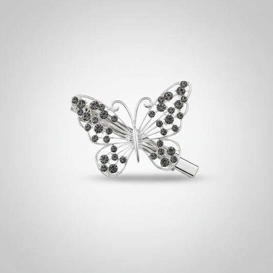 مشبك شعر نسائي بتصميم فراشة مرصّع بالكريستال