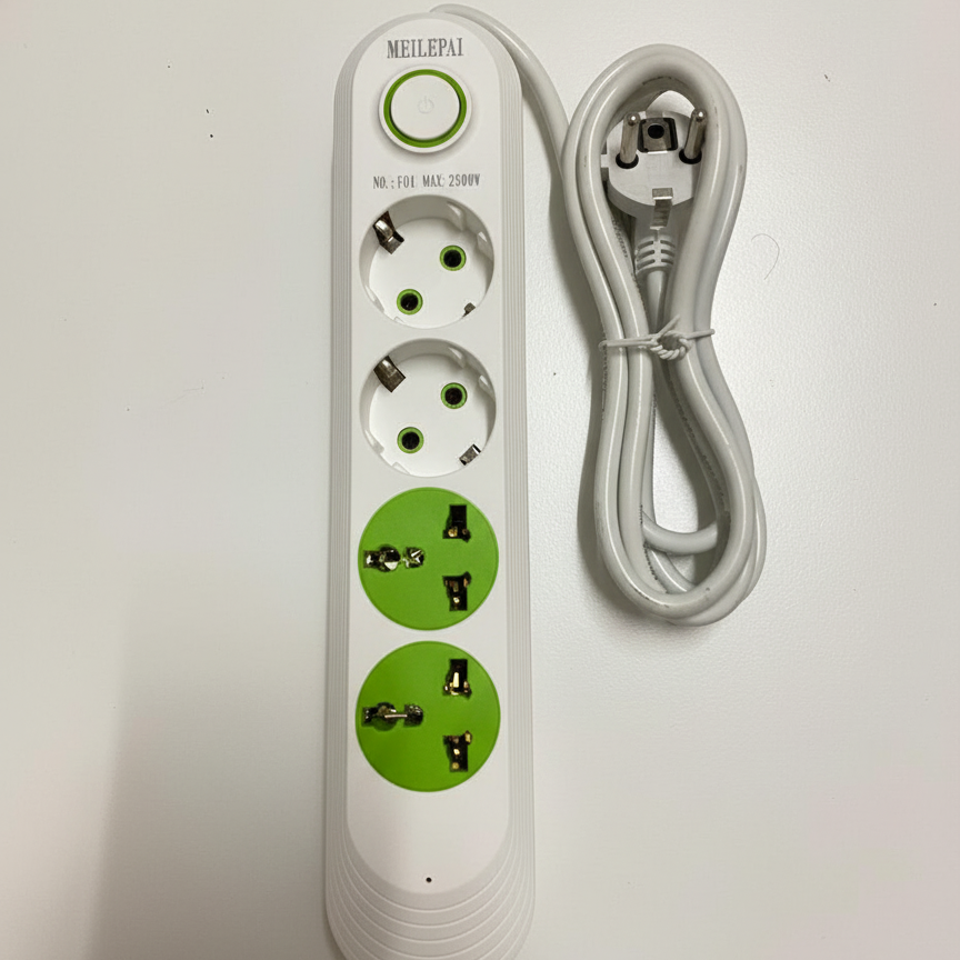 MEILEPAL وصلة كهرباء عظم اربع منافذ ٢٥٠٠ وات -