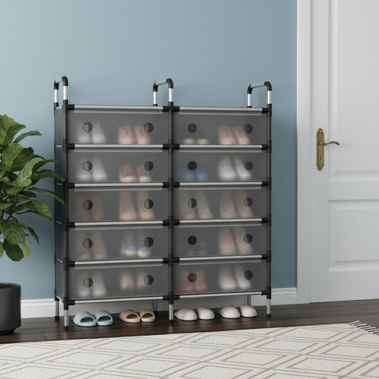 خزانة أحذية عصرية قابلة للتجميع مع أبواب شفافة