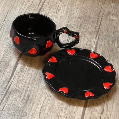 كوب (مج) القلب السيراميك مع صحن