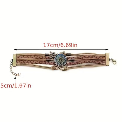 اسوارة ماندالا عتيق متعدد الطبقات بتصميم حجر ورمز إنفينيتي وفراشة