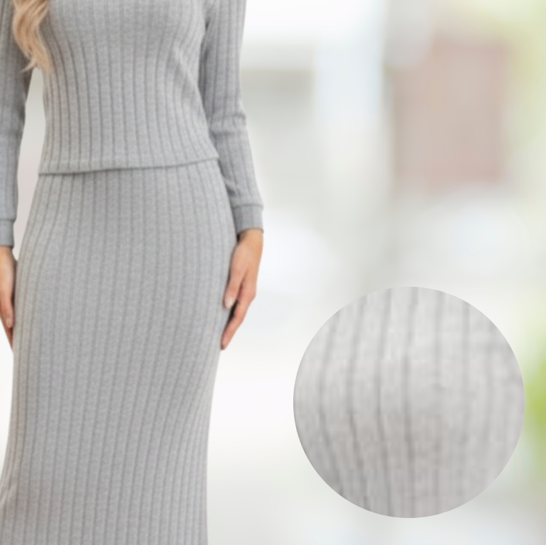 دريس صوف ناعم شتوي– بلوزة وتنورة طويلة