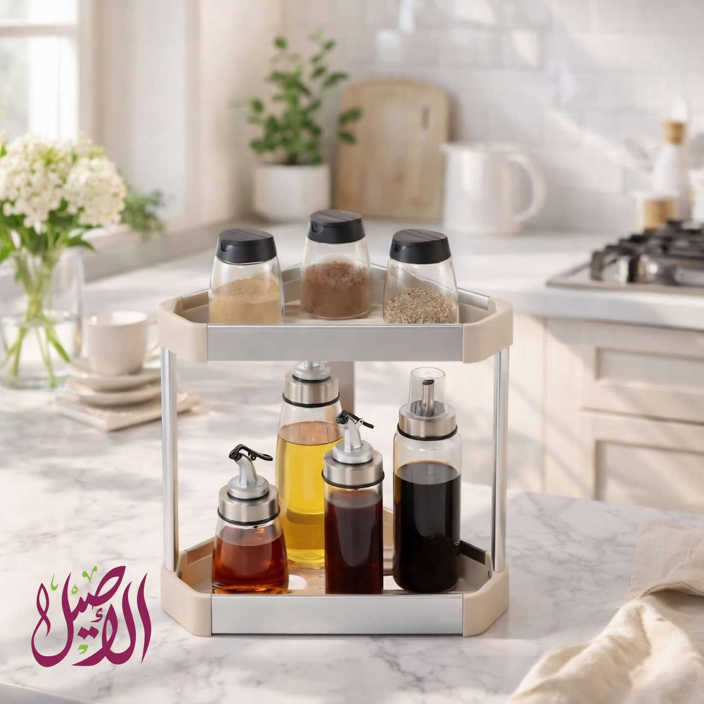 رف زاوية ألمنيوم مزدوج – ماركة الأصيل