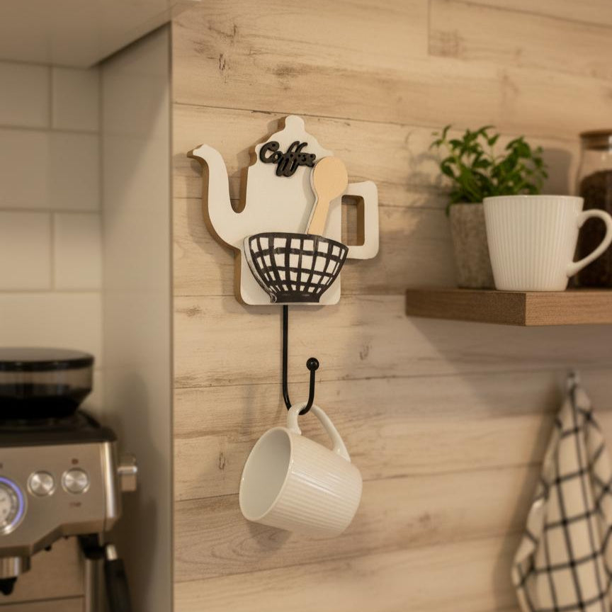 علاقة مطبخ معدنيه شكل ابريق خشبي