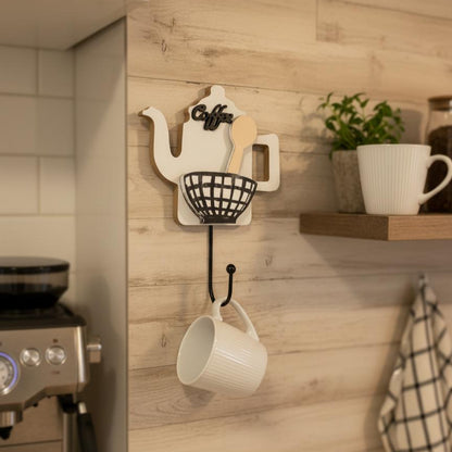 علاقة مطبخ معدنيه شكل ابريق خشبي