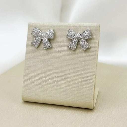 حلق فيونكه من السنانلس مرصع بالزركون