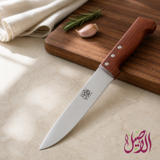 سكين مطبخ بمقبض خشبي ستانلس ستيل - ماركة الأصيل