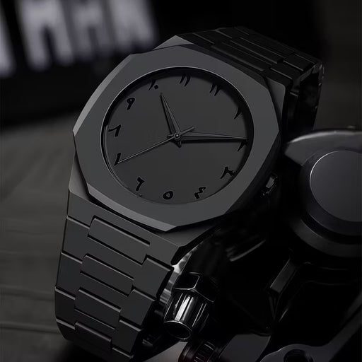 ساعة رجالي كوارتز بتصميم مودرن وبسيط-لون اسود