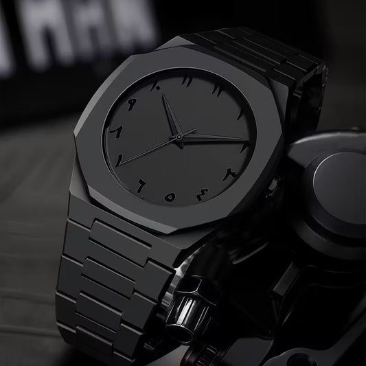 ساعة رجالي كوارتز بتصميم مودرن وبسيط-لون اسود