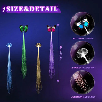 إكسسوار شعر مضيئ LED – خصل لامعة مع أشكال فراشات(عدد1)
