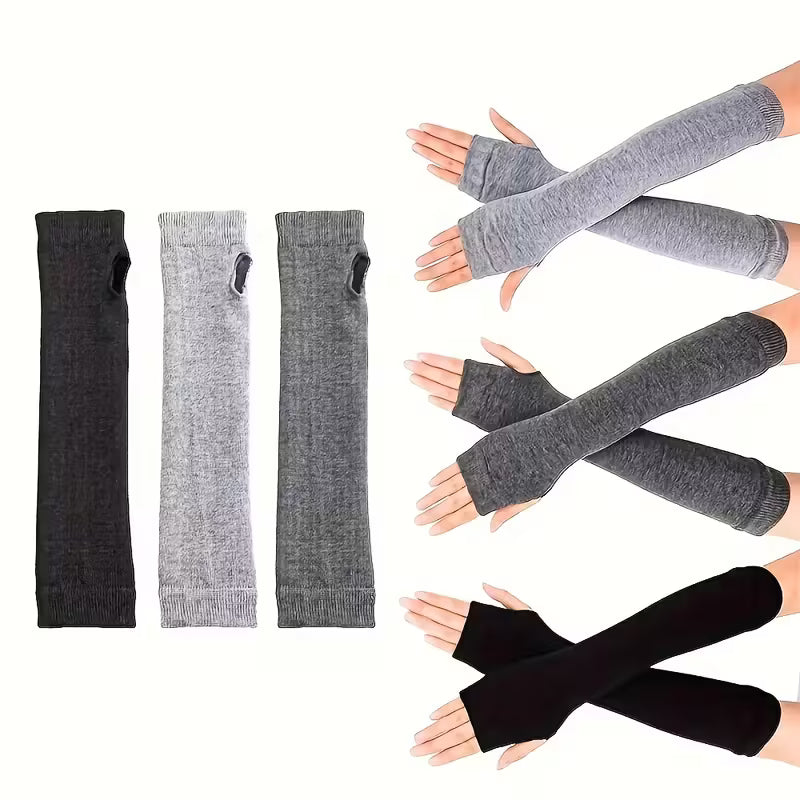 كفّوف طويلة بدون أصابع – ناعمة ودافيه مع فتحة للإبهام