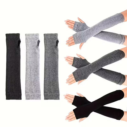 كفّوف طويلة بدون أصابع – ناعمة ودافيه مع فتحة للإبهام