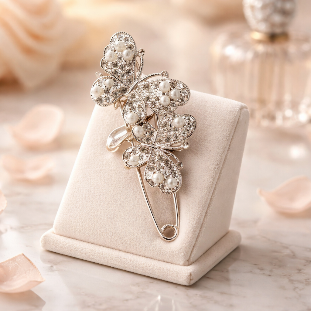 دبوس زينة (بروش) نسائي معدني مزخرف