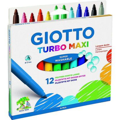 أقلام تلوين فلوماستر GIOTTO Turbo Maxi – 12 لون