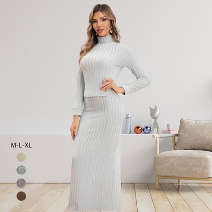 دريس صوف ناعم شتوي– بلوزة وتنورة طويلة