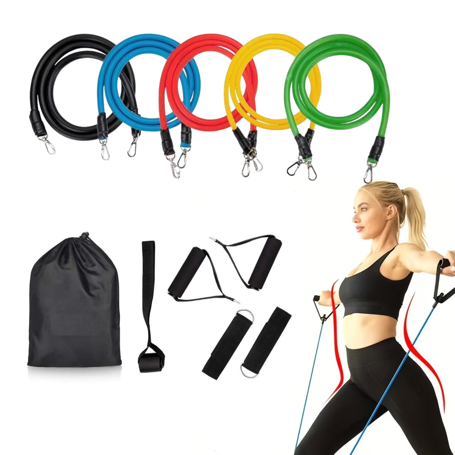 طقم مطات مقاومة خماسي مع مسكات وحقيبة