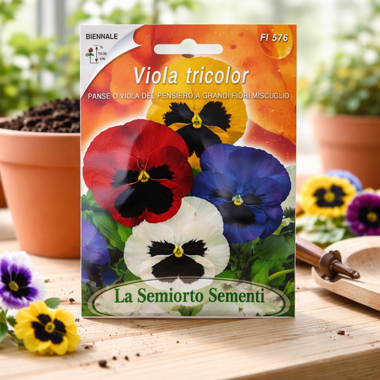 بذور زهرة البنفسج ثلاثي الألوان (Viola tricolor) – خليط زهور بانسي كبيرة