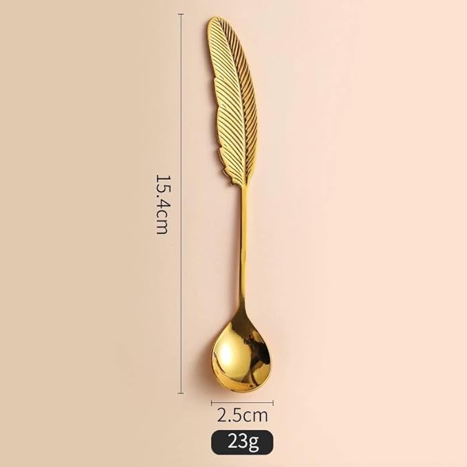 طقم ملاعق مزخرفة بتصميم الريشة – 3 ملاعق
