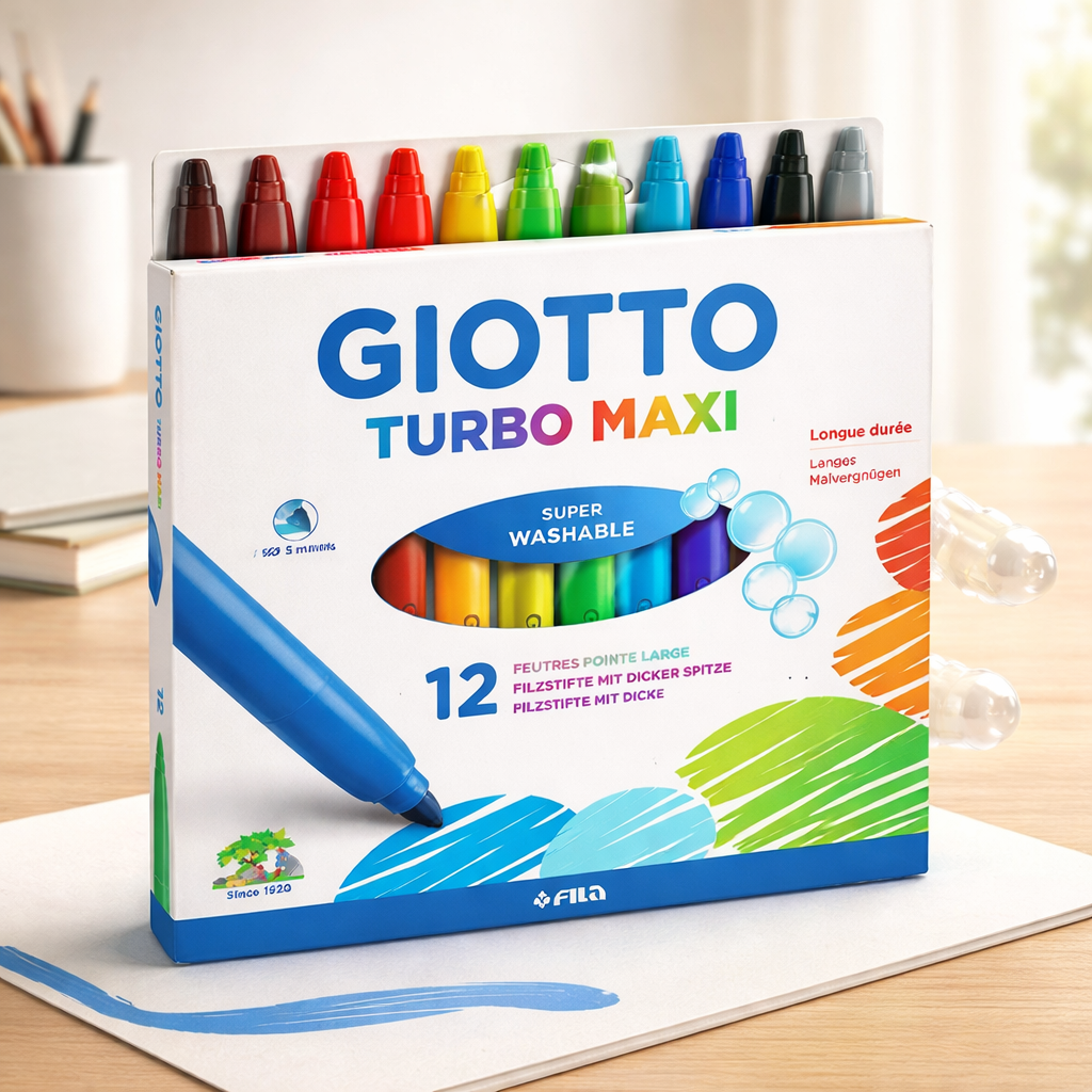 أقلام تلوين فلوماستر GIOTTO Turbo Maxi – 12 لون
