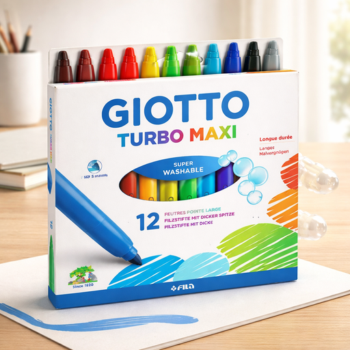 أقلام تلوين فلوماستر GIOTTO Turbo Maxi – 12 لون