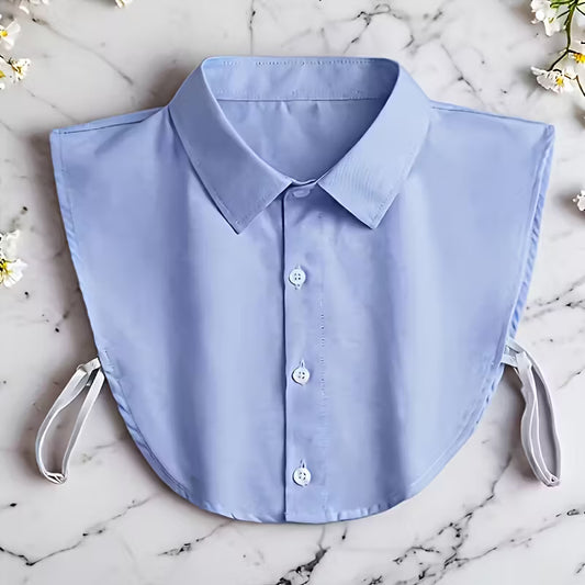 ياقة قميص أنيقة مع ربطة قابلة للتعديل - لون ازرق