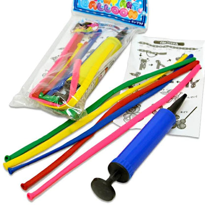 مجموعة بلالين التشكيل الطويلة الملونة مع منفاخ يدوي(عدد10)