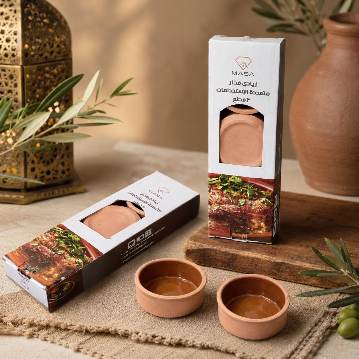 طقم زبادي فخار عالي الجودة (3 قطع)