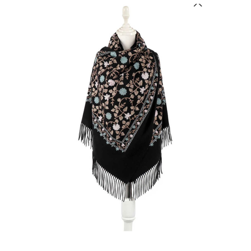 شال  كتف كشمير مطرز وحجم كبير -عدة نقشات والوان