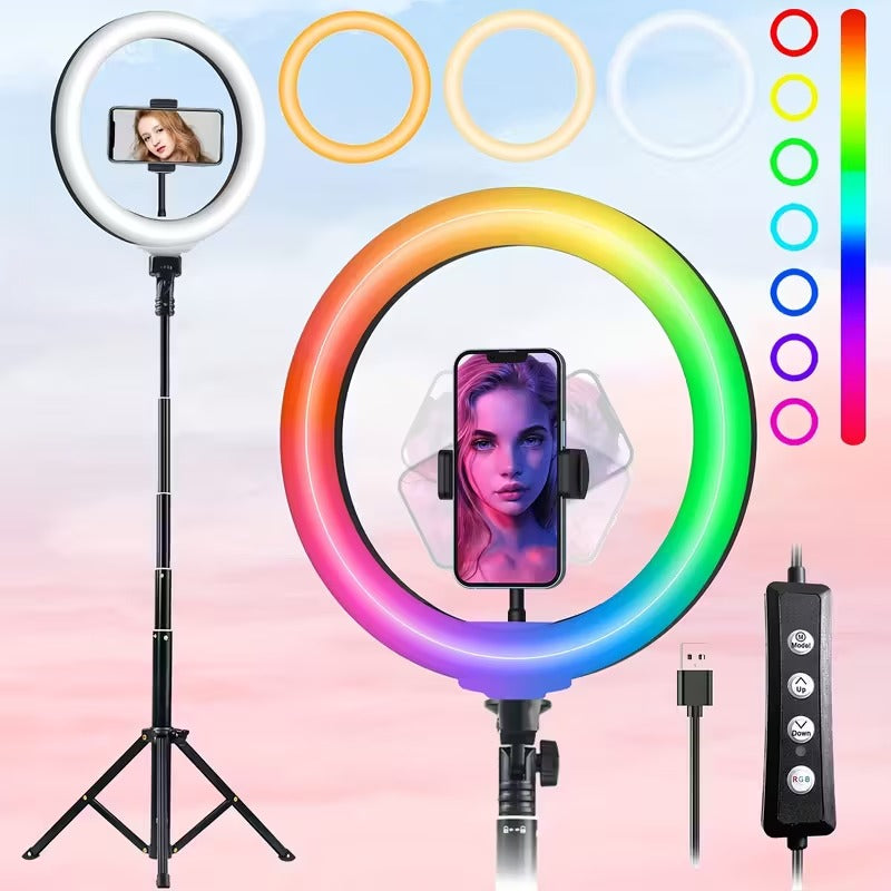 Ring Light رنج لايت اضاءة تصوير مع ستاند طويل وثابت قطر ٢٦ سم