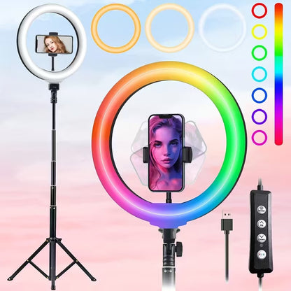 Ring Light رنج لايت اضاءة تصوير مع ستاند طويل وثابت قطر ٢٦ سم