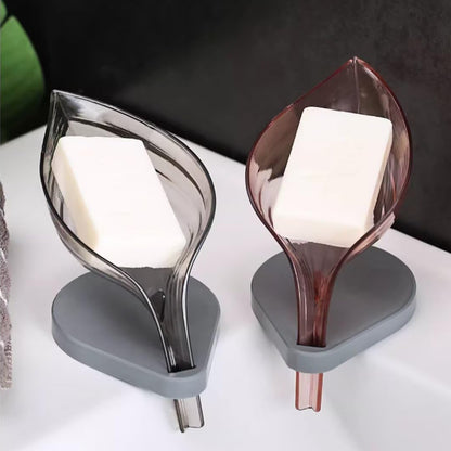 حامل صابونة بتصميم ورقة مع تصريف ذاتي