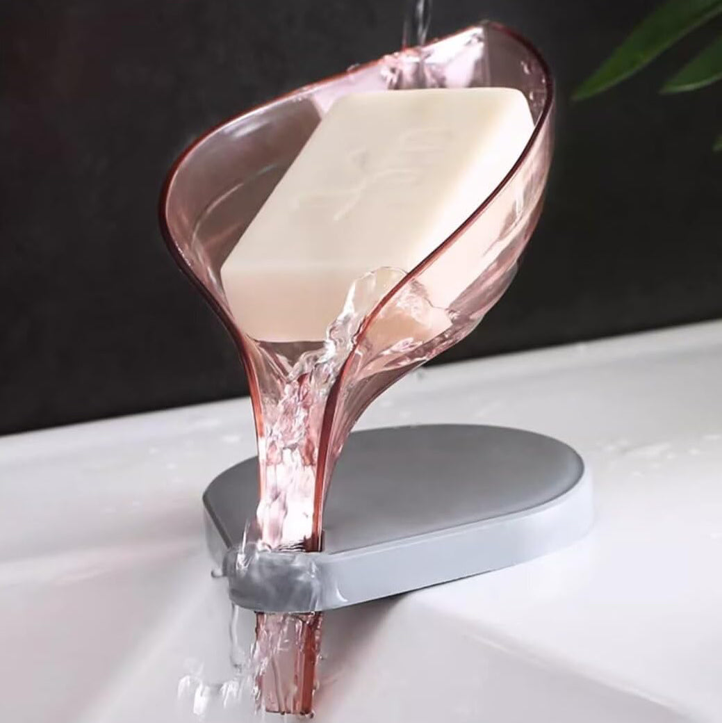 حامل صابونة بتصميم ورقة مع تصريف ذاتي