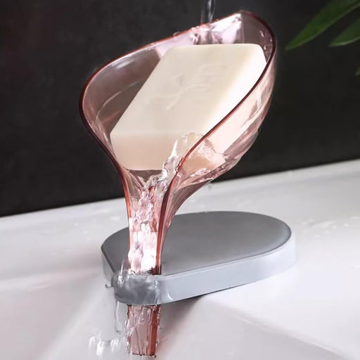 حامل صابونة بتصميم ورقة مع تصريف ذاتي