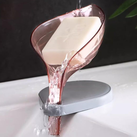 حامل صابونة بتصميم ورقة مع تصريف ذاتي