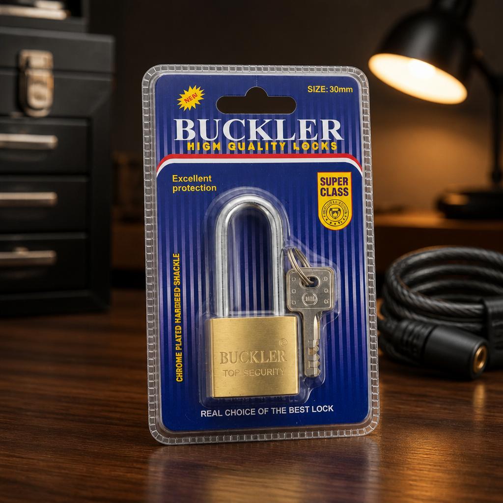 قفل حماية نحاسي "Buckler" بلسان طويل - قياس 30 ملم