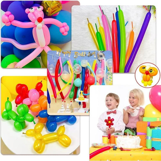 مجموعة بلالين التشكيل الطويلة الملونة مع منفاخ يدوي(عدد10)